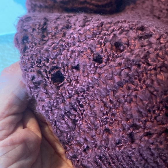 Vintage  Unionbay Plum Open Crocheted Sweater - Picture 2 of 4